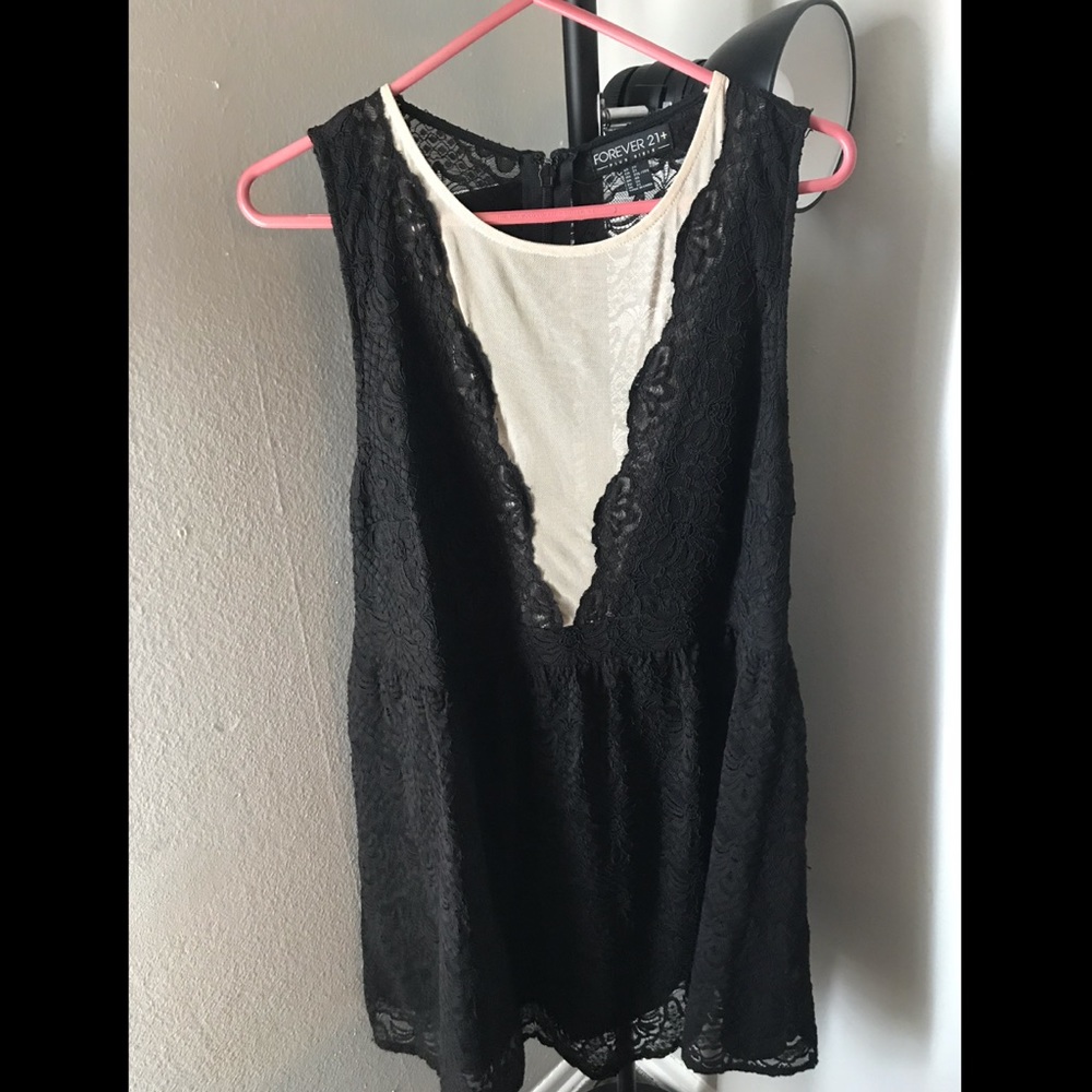 Forever 21 Black Lace Nude Mesh Cocktail Dress 2x